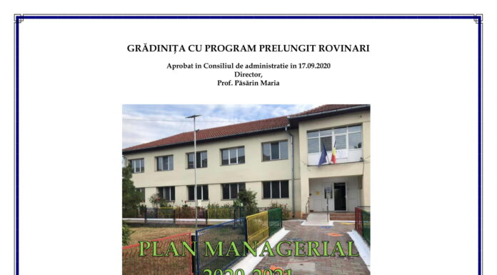 PLAN MANAGERIAL AL GRADINITEI CU P.P. ROVINARI 2020-2021